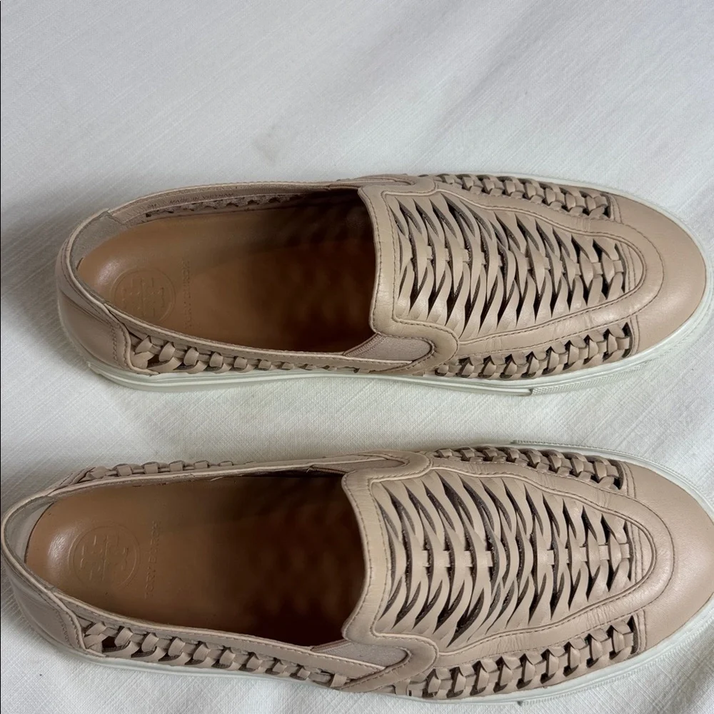 Tory Burch Beige‎ Woven Slip-On Loafers